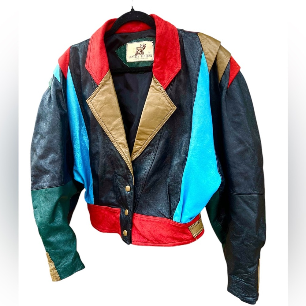 VTG Colorblock 💯% Leather Jacket